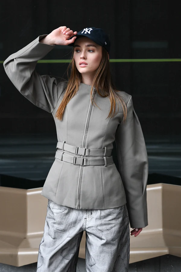 Vyana Belted Jacket — Slate