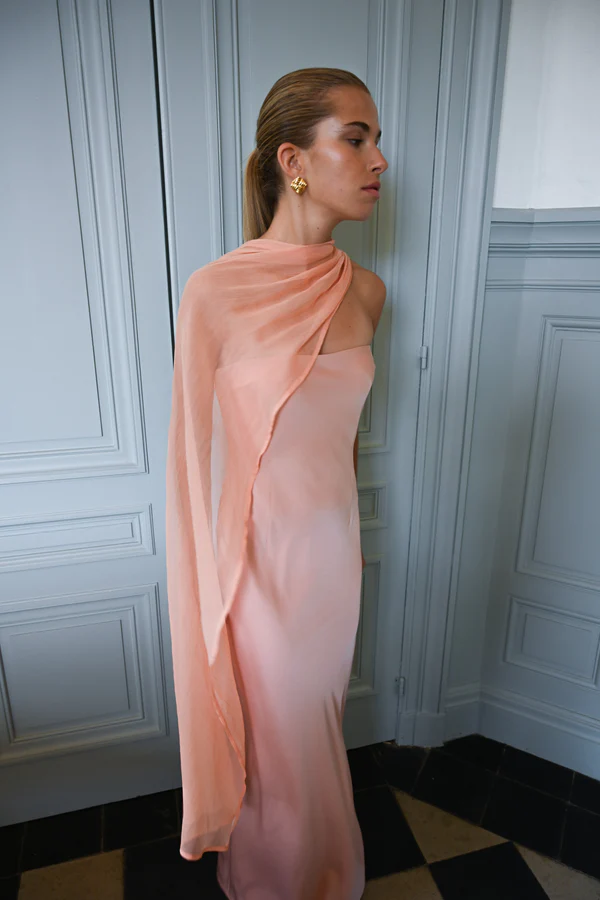 Vitoria Cape Dress — Peach view 2