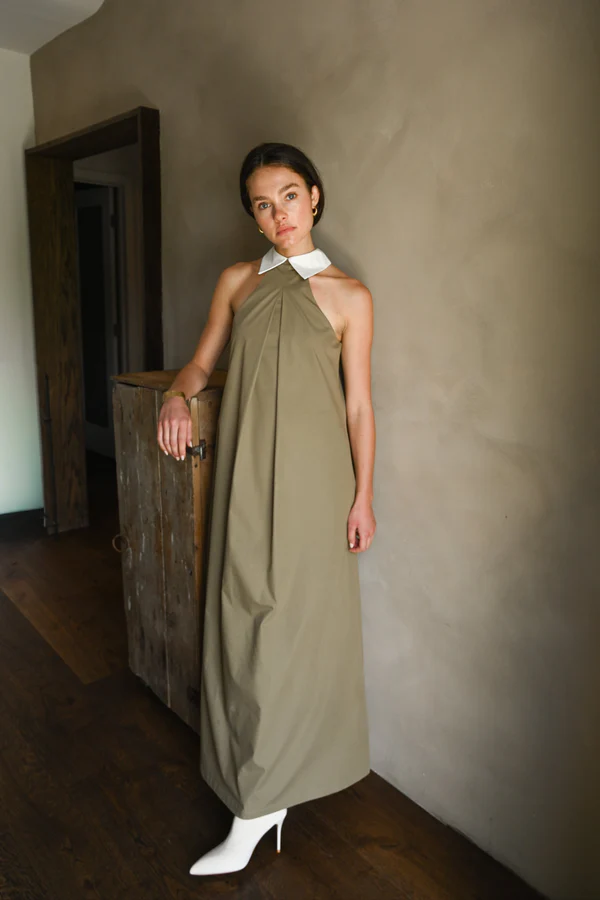 Reilly Cotton Poplin Dress — Olive