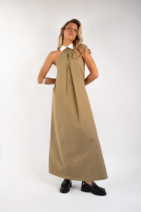 Reilly Cotton Poplin Dress — Olive view 2
