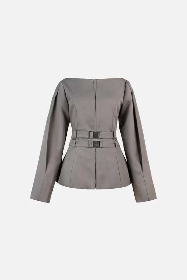 Vyana Belted Jacket — Slate view 2