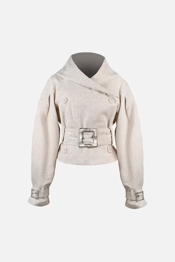 Ganna Belted Jacket — Snakeskin Jacquard